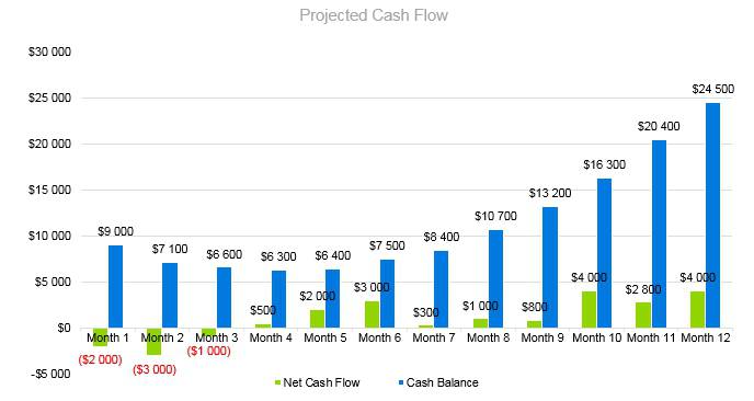 Frozen Yogurt Business Plan - Projected Cash Flow