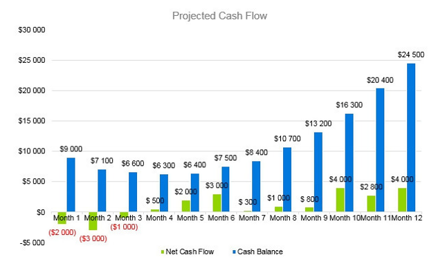 Handyman Business Plan - Projected Cash Flow