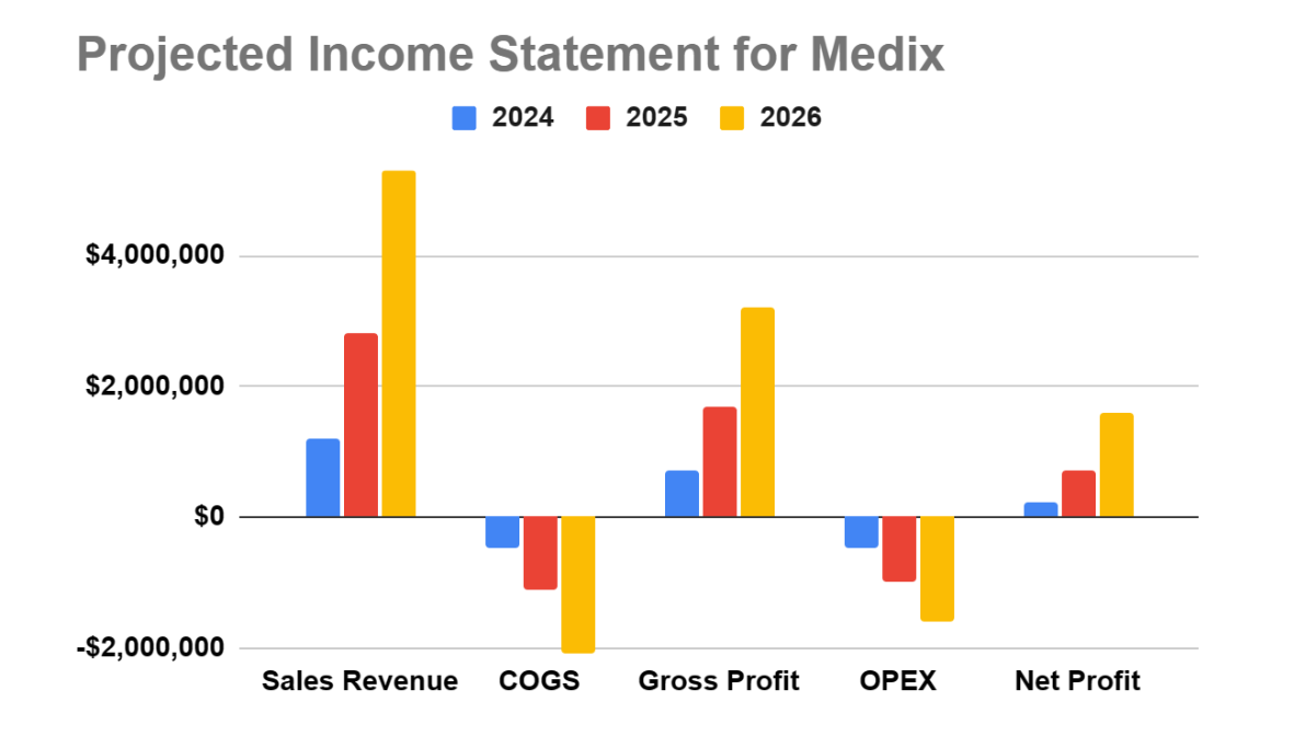 Projected Income Statement for Medix - Medical Device Business Plan Sample