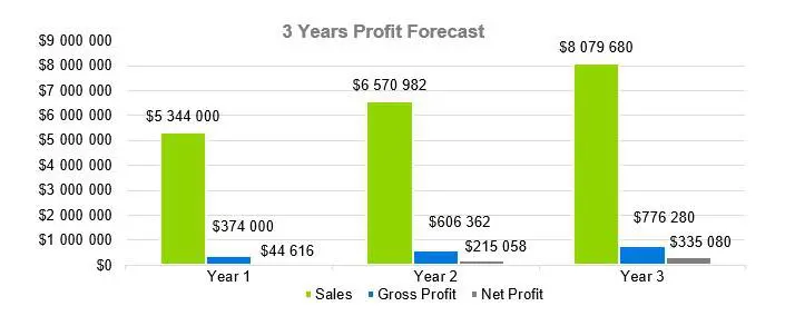 3 Years Profit Forecast - Computer Repairs Business Plan