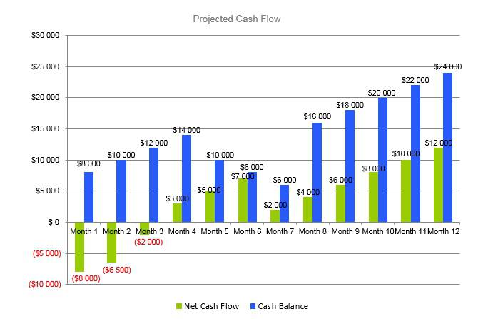 Eyelash Business Plan - Projected Cash Flow