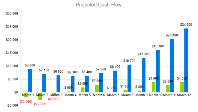 Food Preparation Business Plan - Projected Cash Flow
