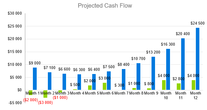Projected Cash Flow - Reiki Business Plan Sample 