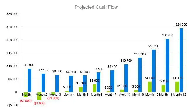 Stationery Business Plan - Projected Cash Flow