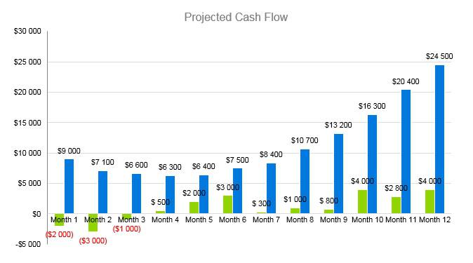 Trampoline Business Plan - Projected Cash Flow