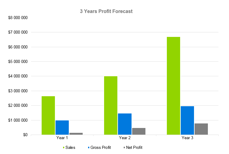 Beauty Supply Store Business Plan - 3 Years Profit Forecast