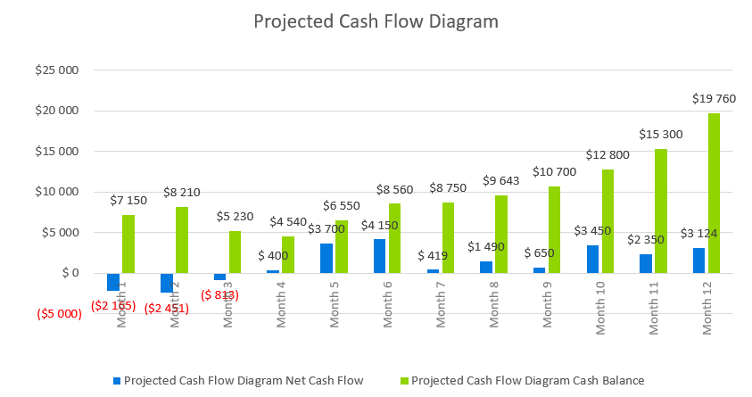 Business Plan for an Investment Company - Projected Cash Flow