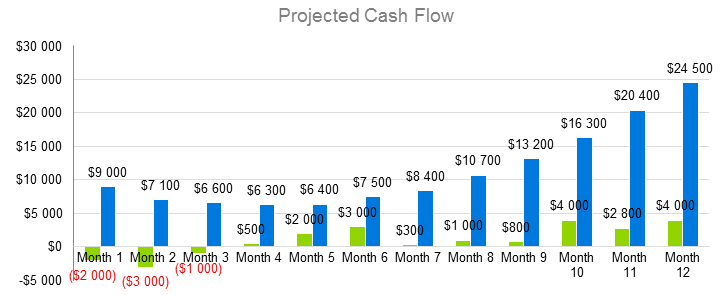 Construction Management Business Plan Sample - Projected Cash Flow
