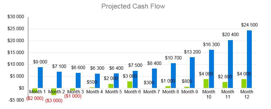 Cooke Company Business Plan - Projected Cash Flow