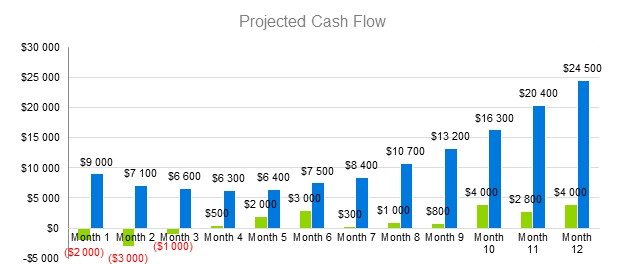 Fabric Store Business Plan - Projected Cash Flow
