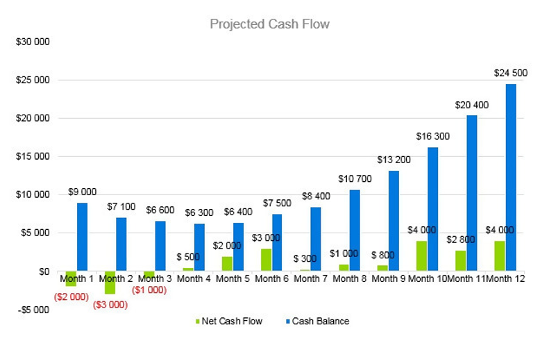 Hair Extensions Business Plan - Projected Cash Flow
