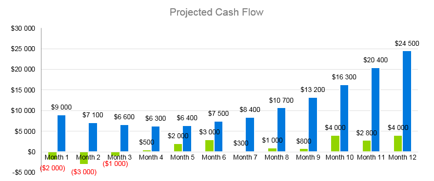 Juice Bar Business Plan - Projected Cash Flow
