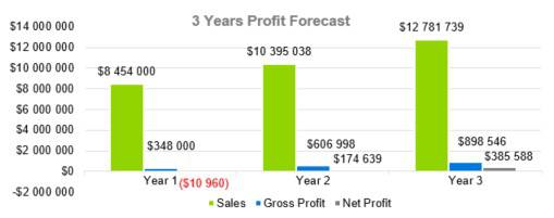 Motel Business Plan Template - 3 Years Profit Forecast