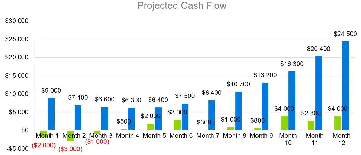 Projected Cash Flow - Hardware Retail Franchise Business Plan Sample