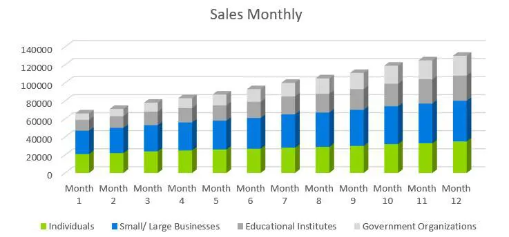Sales Monthly - Computer Repair Business Plan