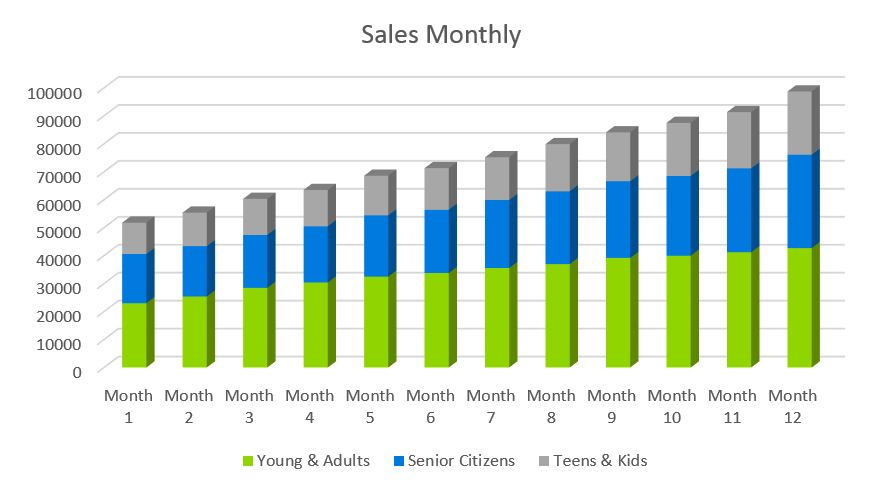 Salon Business Plan - Sales Monthly
