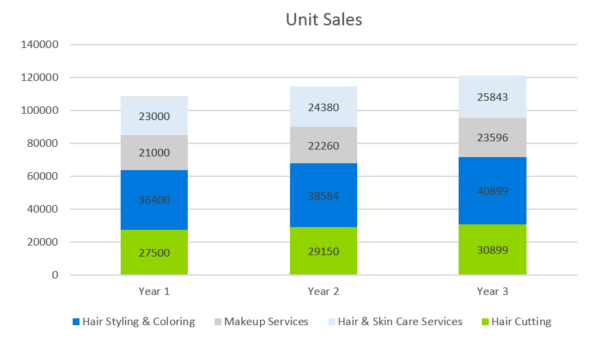 Salon Business Plan - Unit Sales